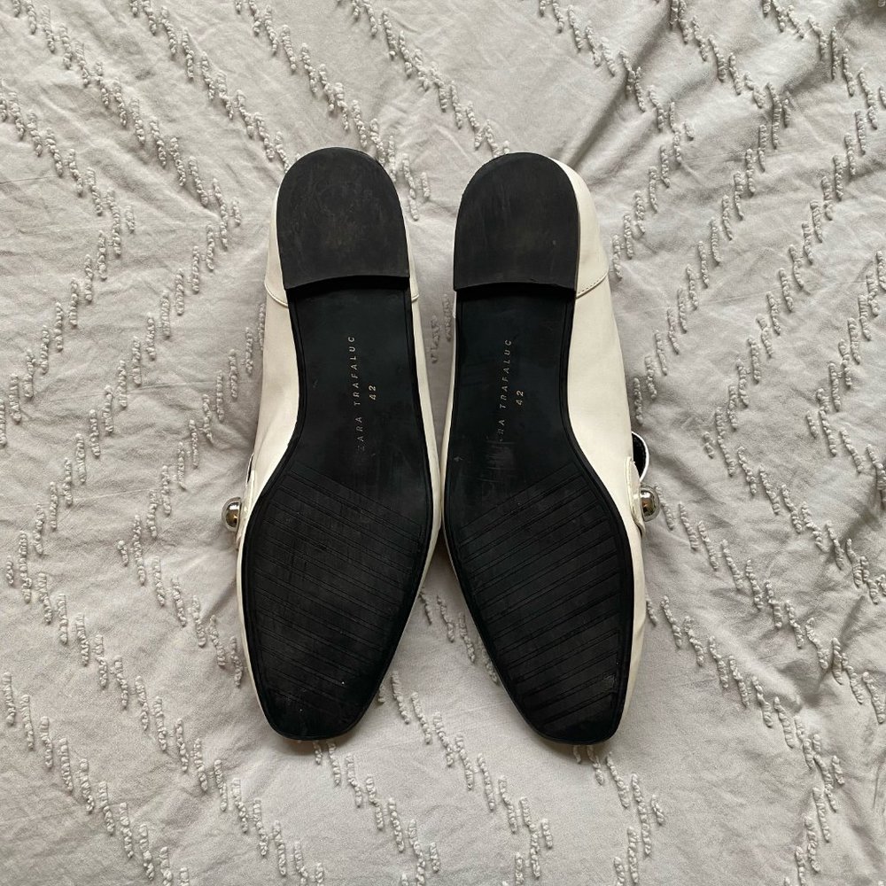 Zara White Beaded Loafers (Size: 42) - Picture 4 of 4